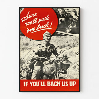Inspiring Vintage Military Poster - Sure We'll Push 'Em Back