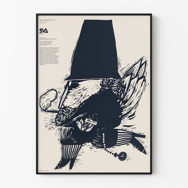 Vintage Illustration Poster in Black and White for Wall Decoration
