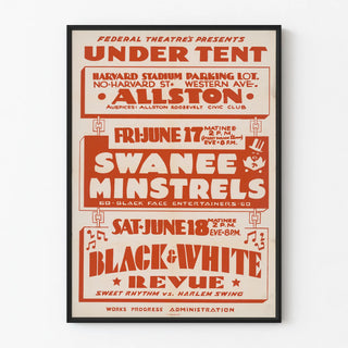 Vintage poster Under Tent Swanee Minstrels and Black & White Revue
