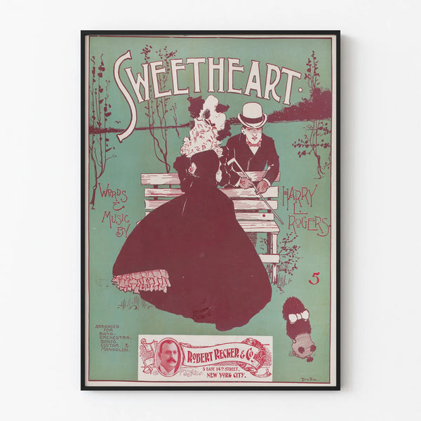 Vintage Sweetheart Illustrated Poster - Melodic Wall Decoration