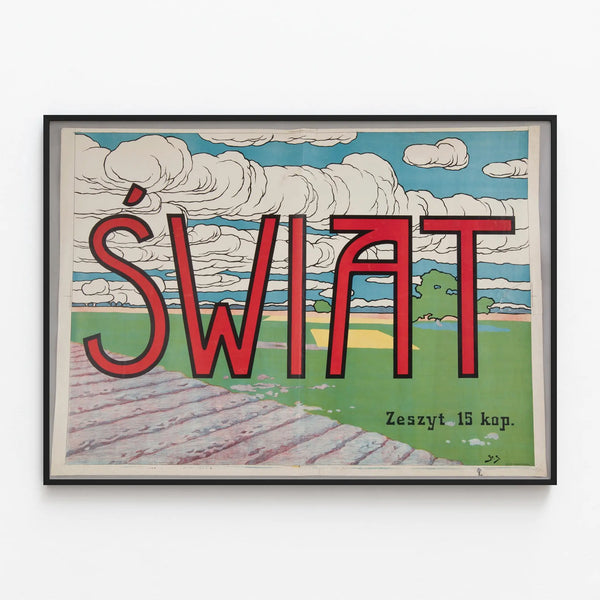 Vintage Poster Świat Tygodnik for Wall Decoration — framed artwork on a wall