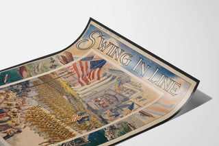 Vintage American military parade poster with flags