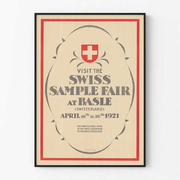 Vintage Swiss Poster Sample Fair Basel 1921