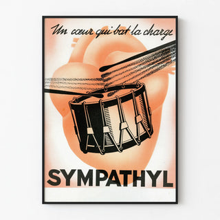 Vintage poster Sympathyl Heartbeat and Drum