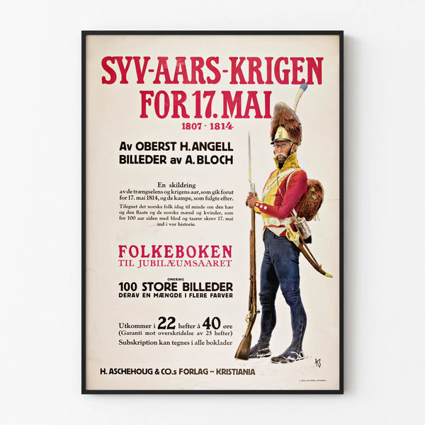 Historical Poster Syv-Aars-Krigen for Wall Decoration