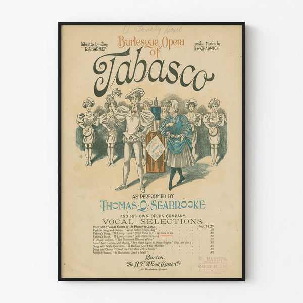 Vintage Poster of Burlesque Opera Tabasco Wall Decoration