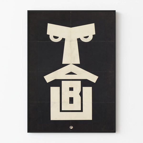 Black and White Art Poster of Stylized Face Artem Legrand