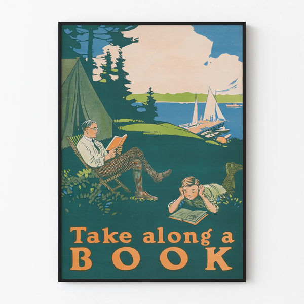 Vintage Take Along a Book Poster for Wall Decoration