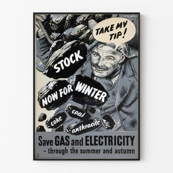 Vintage poster advice for winter energy with coal and anthracite