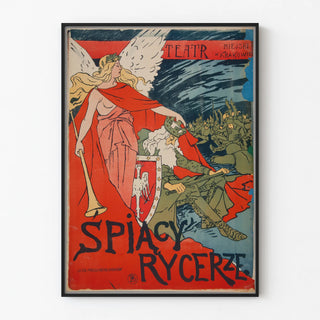 Vintage theater poster Spiacy Rycerze in Kraków