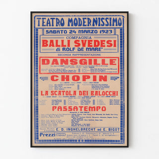 Vintage theatre poster Teatro Modernissimo - Swedish Dance Company 1923
