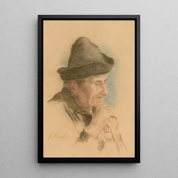 Old man dozing - Stefan Polkorb — framed artwork on a wall