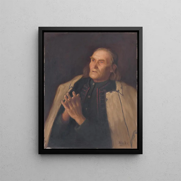 Peasant in Prayer - Stefan Straka — framed artwork on a wall