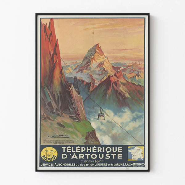 Vintage Poster of Artouste Cable Car - Mountain Wall Decoration