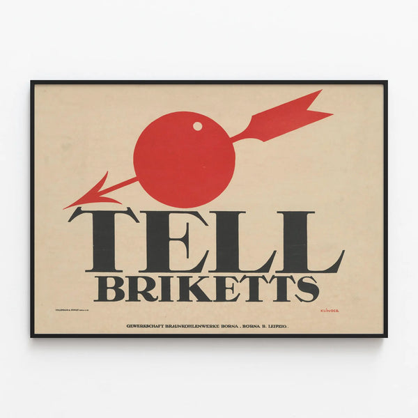 Vintage Tell Briketts Poster for Industrial Wall Decoration — framed artwork on a wall