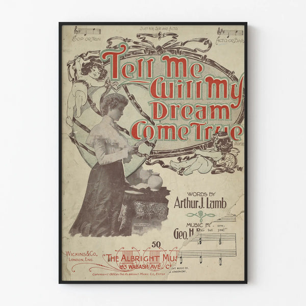 Vintage Poster 'Tell Me Will My Dream Come True' Art Deco