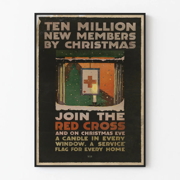 Vintage Red Cross recruitment poster Christmas wall decoration