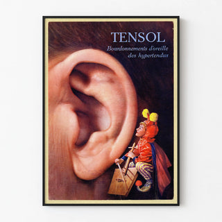 Vintage advertising poster Tensol - Tinnitus in Hypertensive Patients