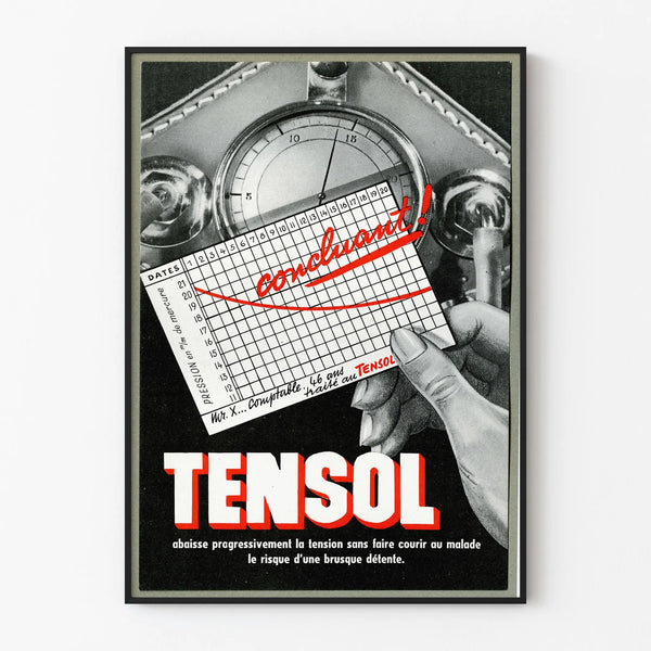 Vintage Tensol advertisement poster for blood pressure