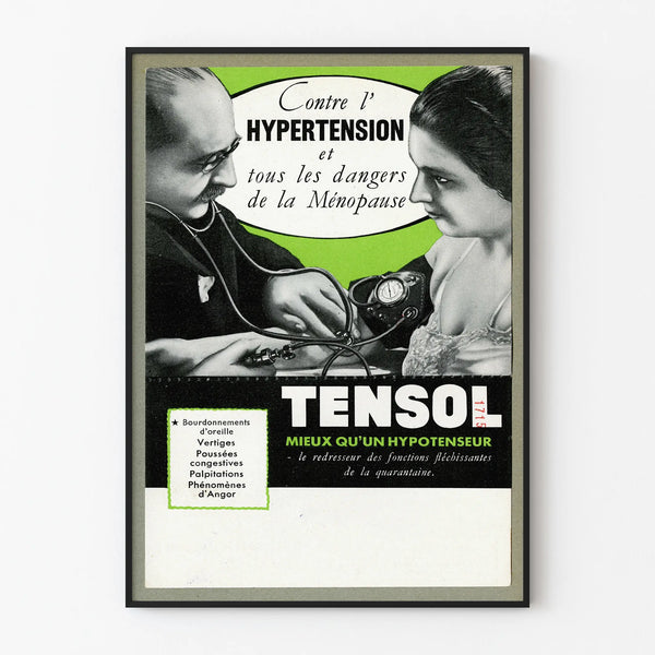 Vintage poster against hypertension and menopause - TENSOL