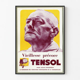 Vintage Tensol advertising poster for the fight against premature aging