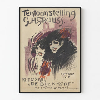 Vintage Poster Exhibition G.H. Grauss - Kunstzaal De Bijenkorf Amsterdam 1918