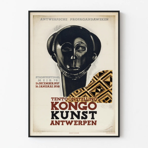 Vintage Poster for the Kongo Art Exhibition in Antwerp 1937-1938