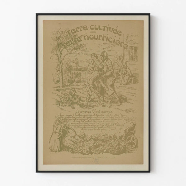 Vintage poster 'Cultivated land, nourishing earth' - Agricultural wall decoration