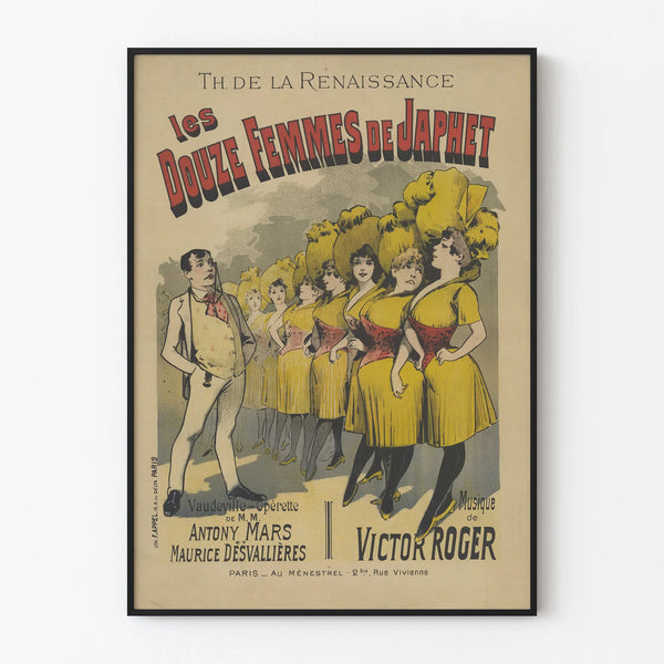 Vintage poster The Twelve Women of Japhet - Renaissance theater wall decoration
