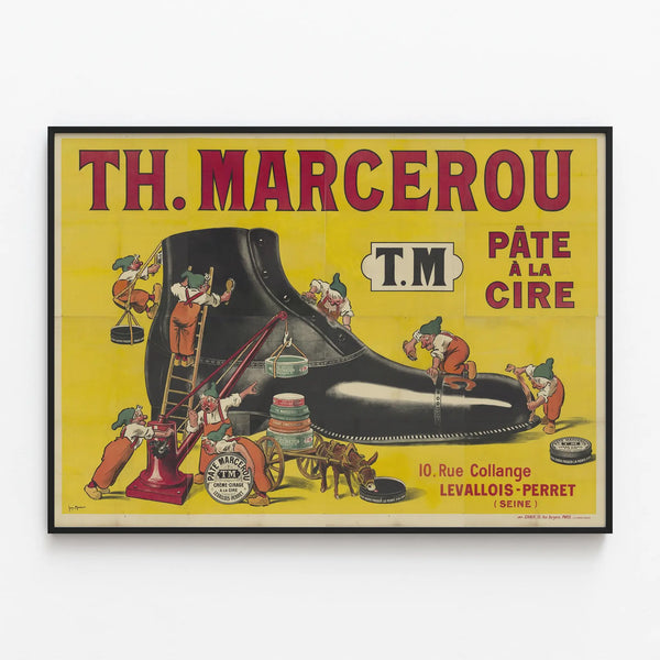 Vintage Advertising Poster TH. Marcerou Wax Paste — framed artwork on a wall