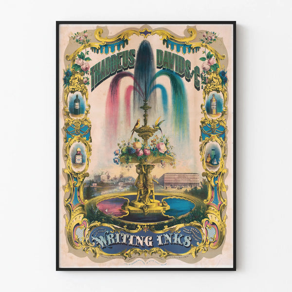 Vintage advertising poster Thaddeus Davids & Co. Writing Inks