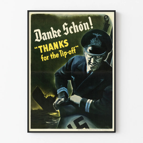 Vintage German propaganda poster 'Danke Schön - Thanks for the Tip-off'