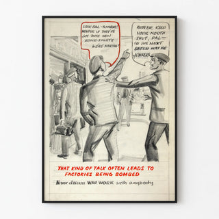 Vintage poster raising awareness of privacy in industrial settings