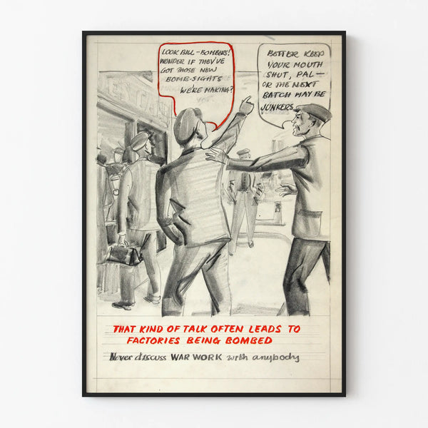 Vintage poster raising awareness of privacy in industrial settings