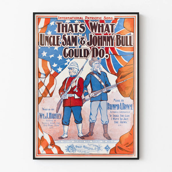 Vintage Patriotic Poster Uncle Sam & Johnny Bull