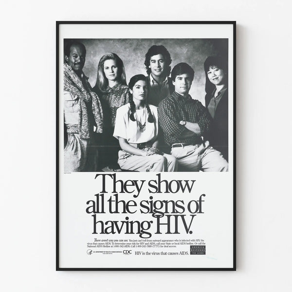 Vintage HIV Awareness Poster with Multicultural Group