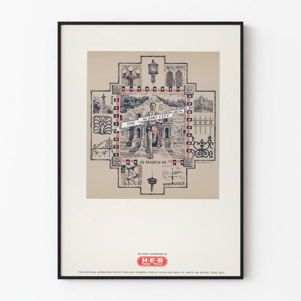 Vintage poster The Alamo City Run 1984 - Sports wall decoration