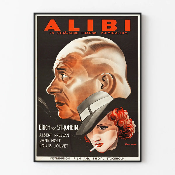 Vintage French Crime Film Poster Alibi