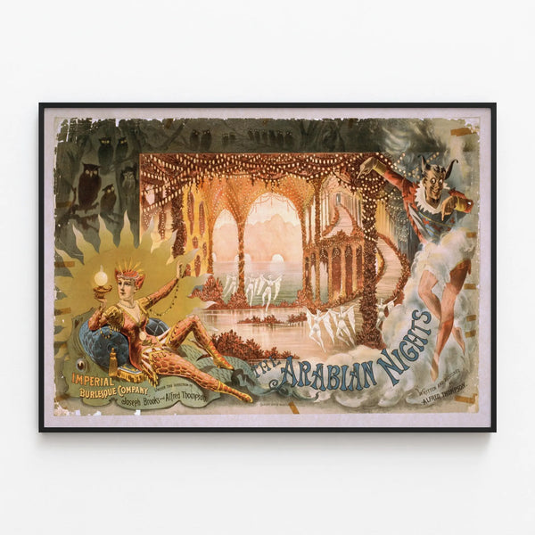 Vintage poster The Arabian Nights wall decoration — framed artwork on a wall