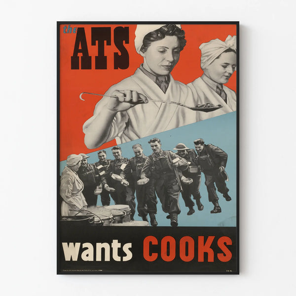 Vintage poster The ATS Wants Cooks for wall decoration