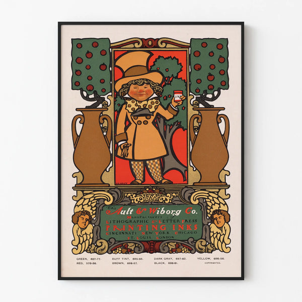 Vintage Advertising Poster Ault & Wiborg Co. Printing Ink