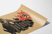 Vintage German propaganda poster with red banner and fallen man