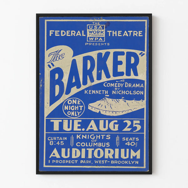 Vintage theater poster The Barker - Retro wall decoration