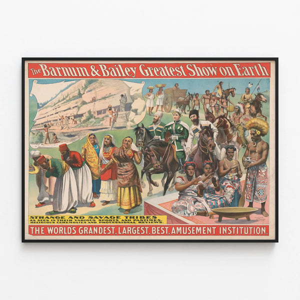 Vintage Barnum & Bailey Poster Greatest Show on Earth – Cultural Wall Decoration — framed artwork on a wall