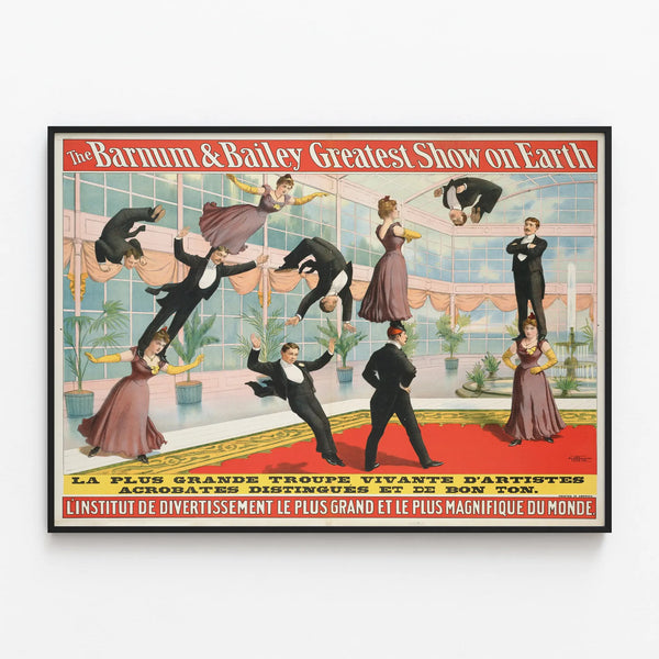 Vintage Barnum & Bailey Poster Greatest Show on Earth - Artistic Wall Decoration — framed artwork on a wall