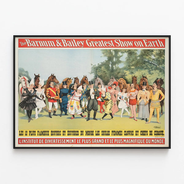 Vintage poster Barnum & Bailey Greatest Show on Earth – Wall decoration Circus — framed artwork on a wall