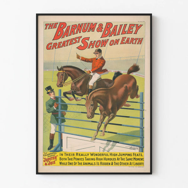 Vintage Poster Barnum & Bailey - Pony Jumping of Jupiter and Joy