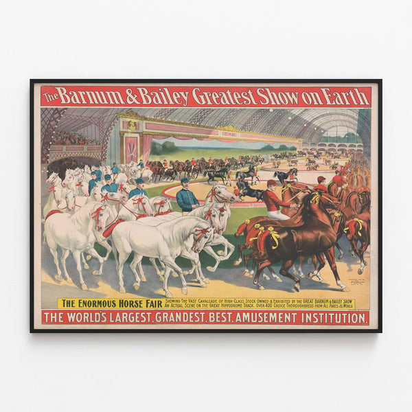 Vintage Barnum & Bailey Poster - The Grand Horse Fair — framed artwork on a wall
