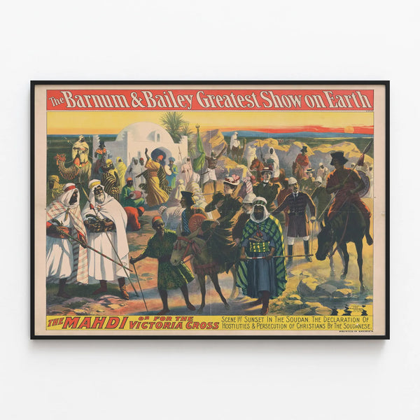 Vintage Barnum & Bailey Poster - North Africa Scene — framed artwork on a wall
