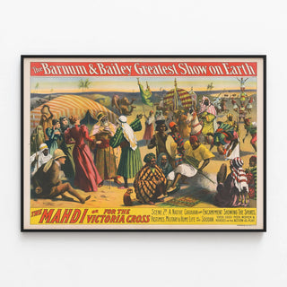 Vintage Poster Barnum & Bailey The Mahdi Victoria Cross — framed artwork on a wall